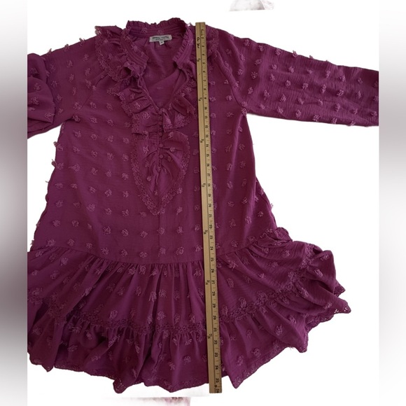 Snappy Turtle Burgundy Ruffle Tier Dress Small - Picture 8 of 8